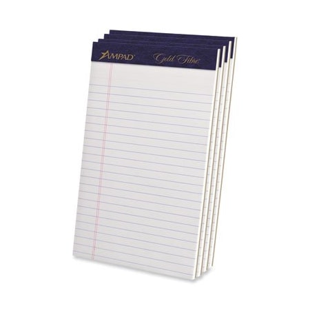Ampad/ Of Amercn Pd&Ppr Ampad, GOLD FIBRE WRITING PADS, NARROW RULE, 5 X 8, WHITE, 4PK 20018